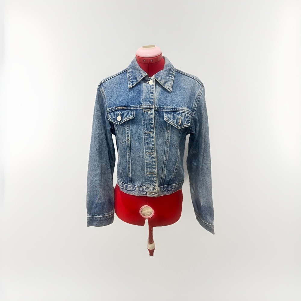 Vintage‎ ANG Jeans Denim Jacket Cropped Light Wash Jean Jacket - Picture 1 of 7
